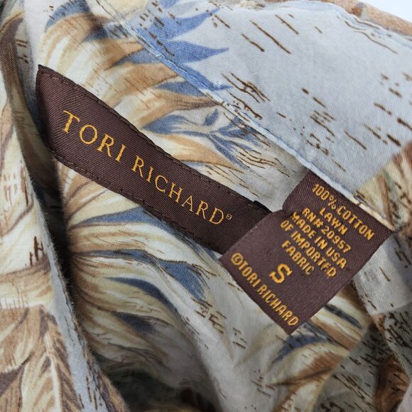 Tori Richard Shirt Mens Small Cotton Lawn Button Up Hawaiian Short Sleeve Floral - Picture 9 of 10